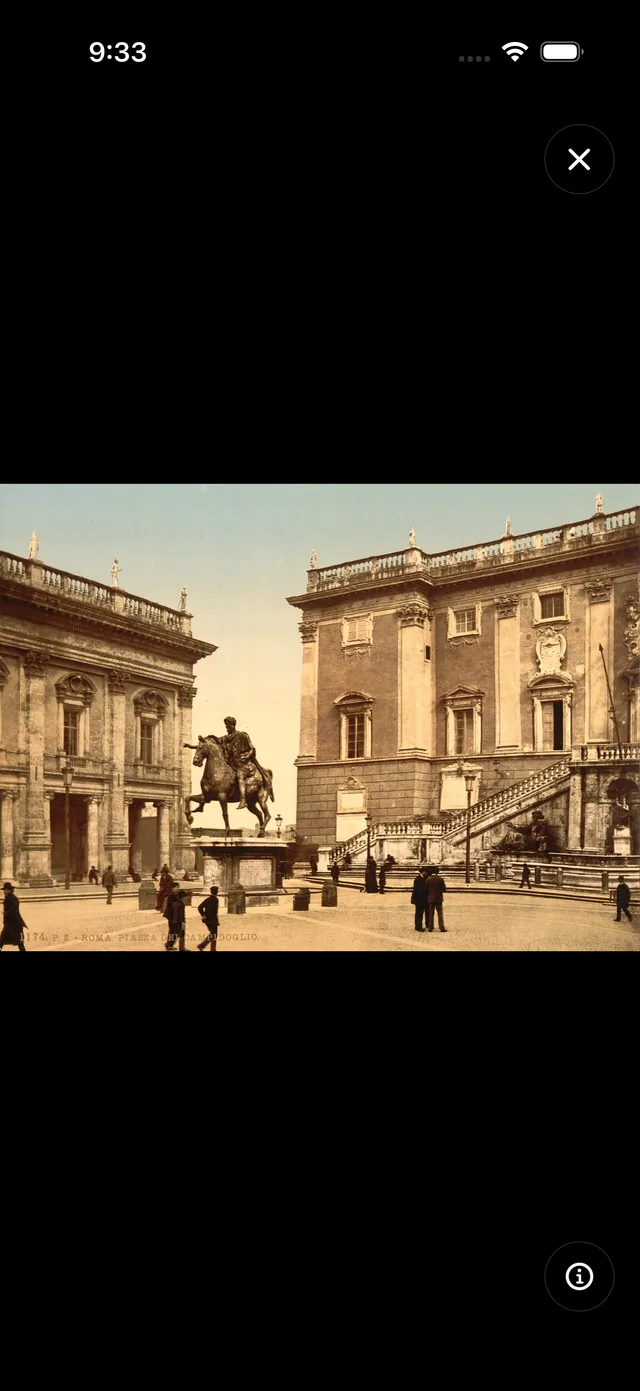 AiGid screen: an archive photo of the Capitoline square, full screen